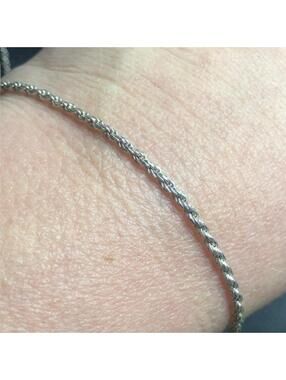 B1423 GLO Sterling Silver Rope Chain Anklet ankle Bracelet 10" 3.4g